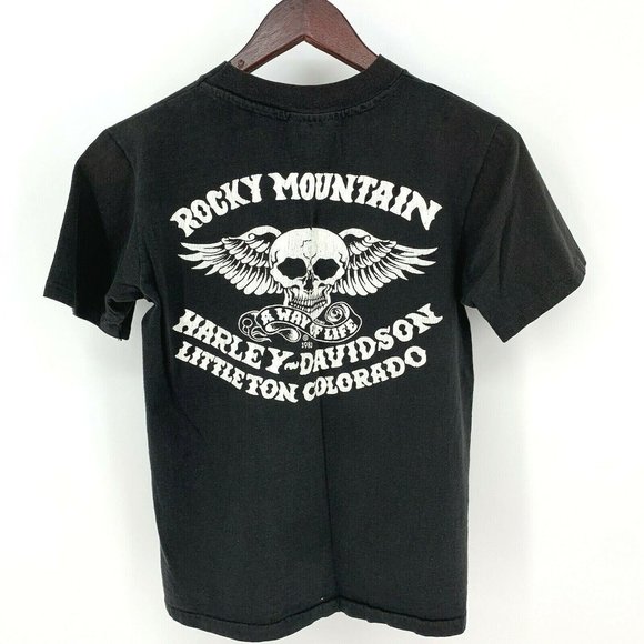 Vintage Harley Davidson 1981 80s Eagle & Shield Shirt Biker Double‎ Sided Skibo - Picture 11 of 12